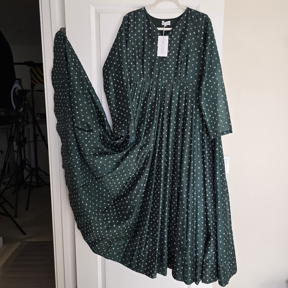 Idaho Anarkali Pishwas Maxi Dress - 42" XL Green (Indian Size 3XL) - Picture 6 of 16